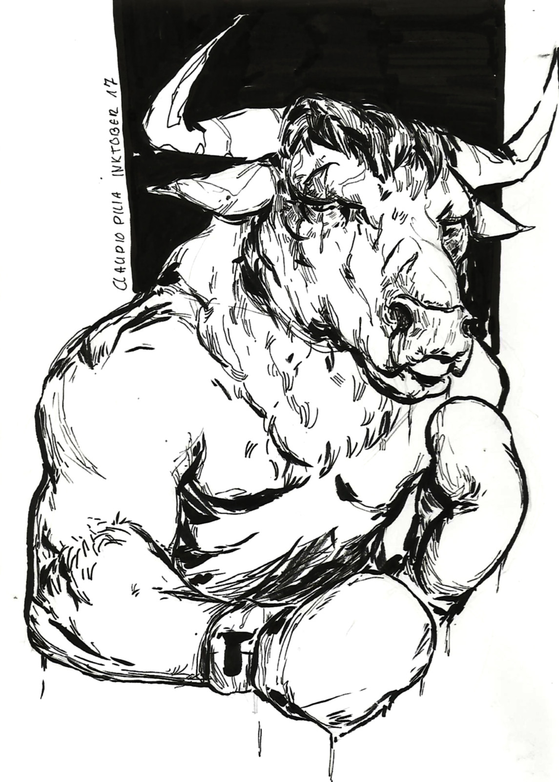 Inktober 17. Swollen Bull