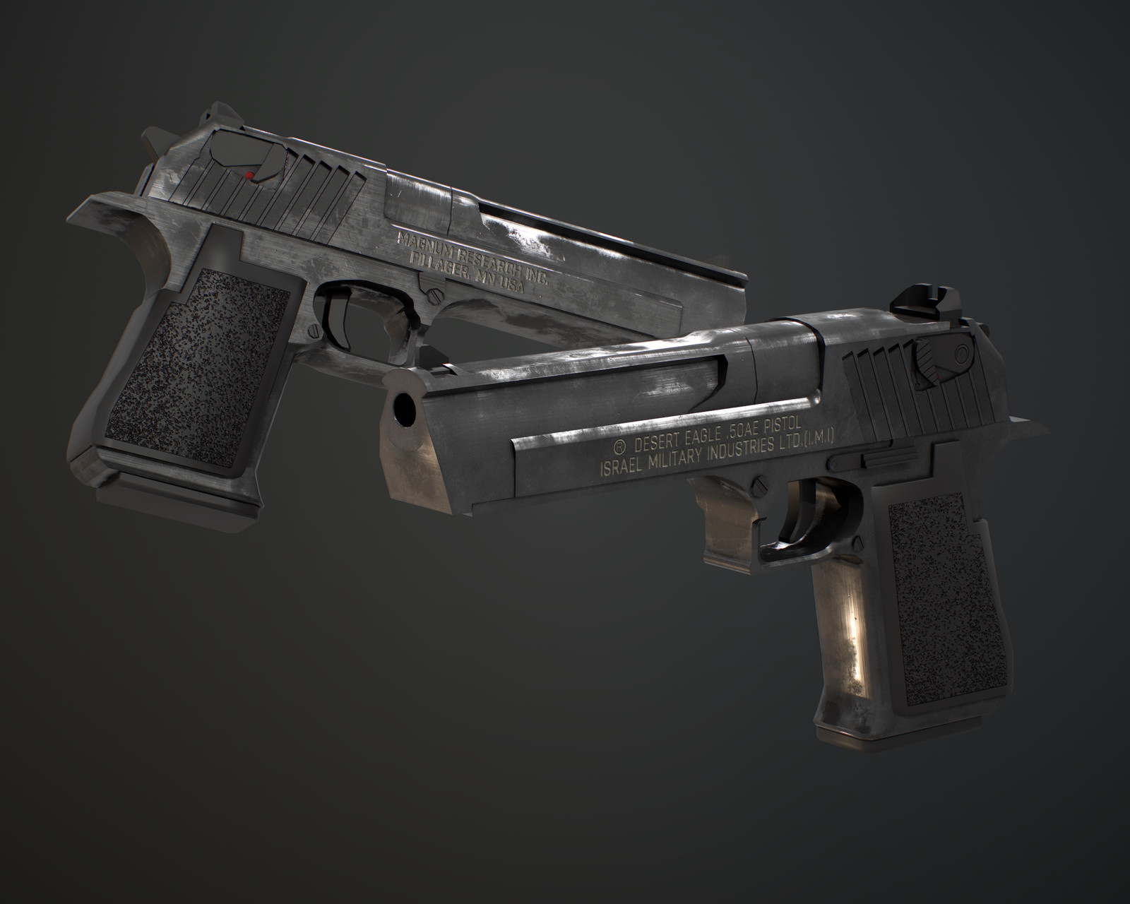 Added a quick retexture of the gun, tweaked some of the metalness to get a darker look.