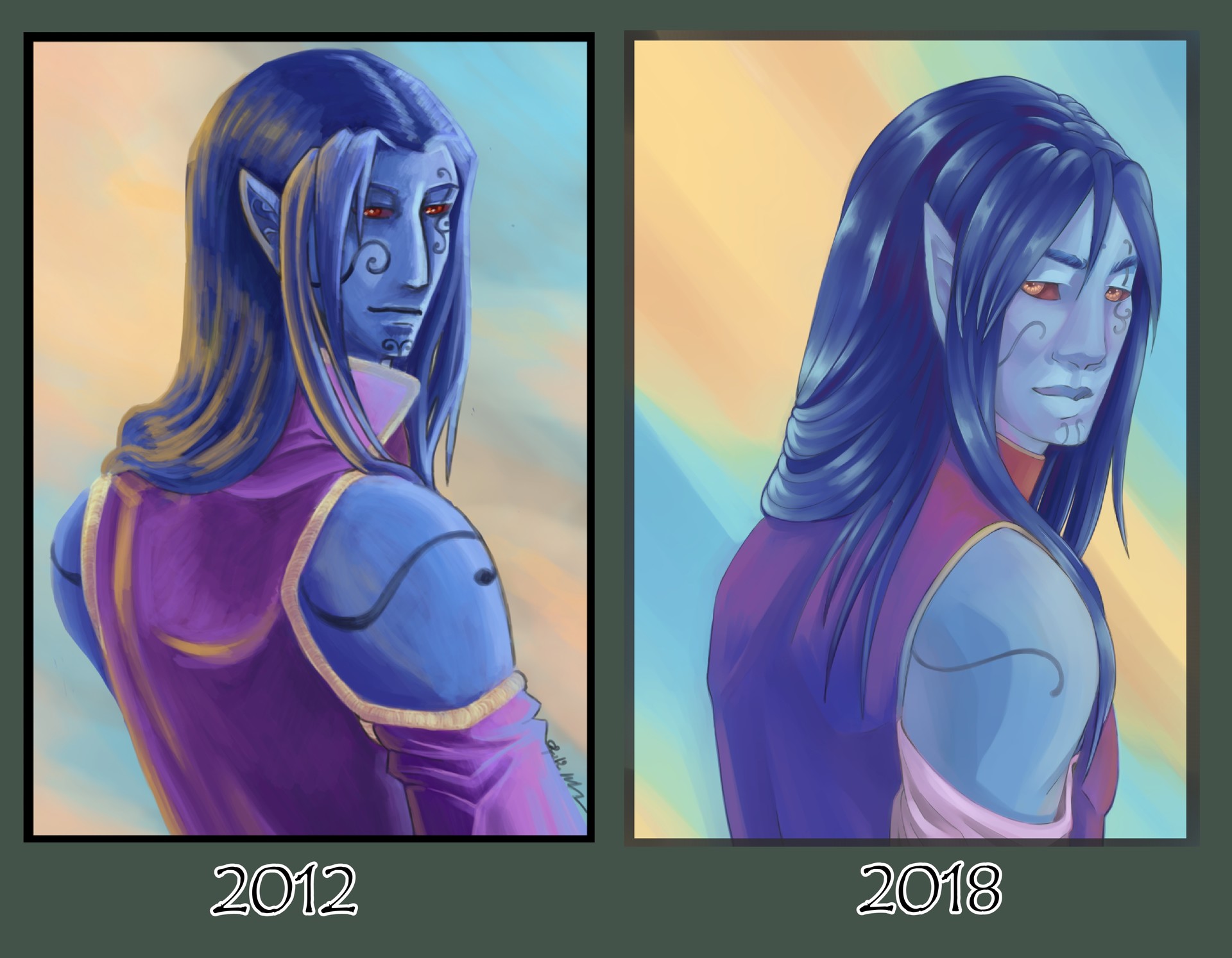 Artstation Redraw Meme 2012 2018 Kazuoh Aquilegia