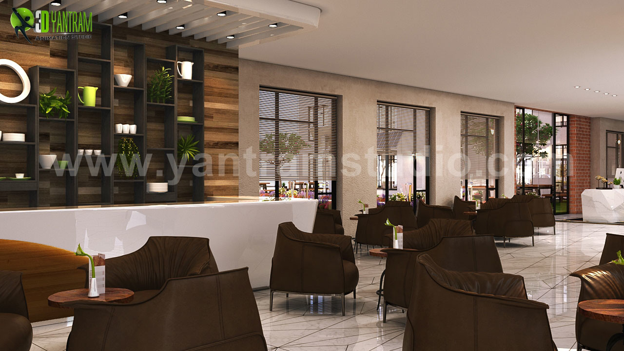 Artstation Interior Cafe Reception Design Ideas By Yantram 3d