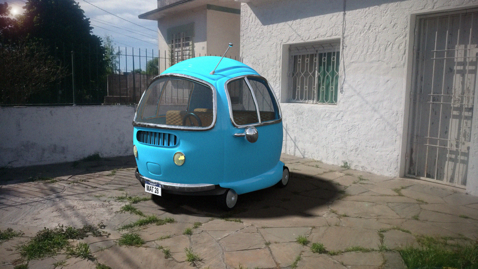 Ahora en el frente de mi casa.
Le agregue un pixelado a toda la imagen para integrar.
