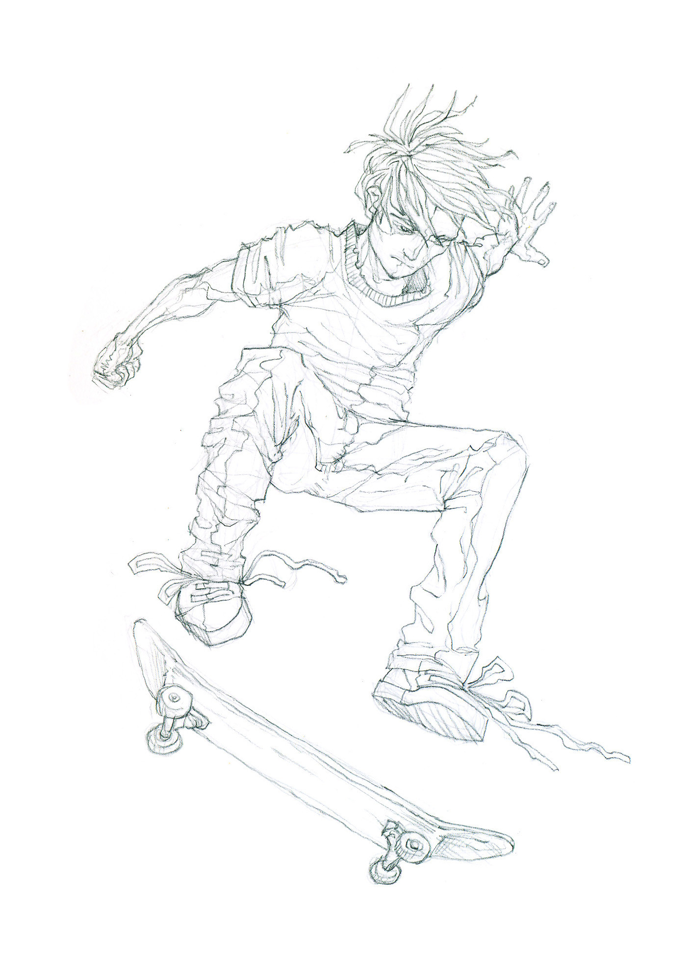 40+ Skateboarding Boy Drawing