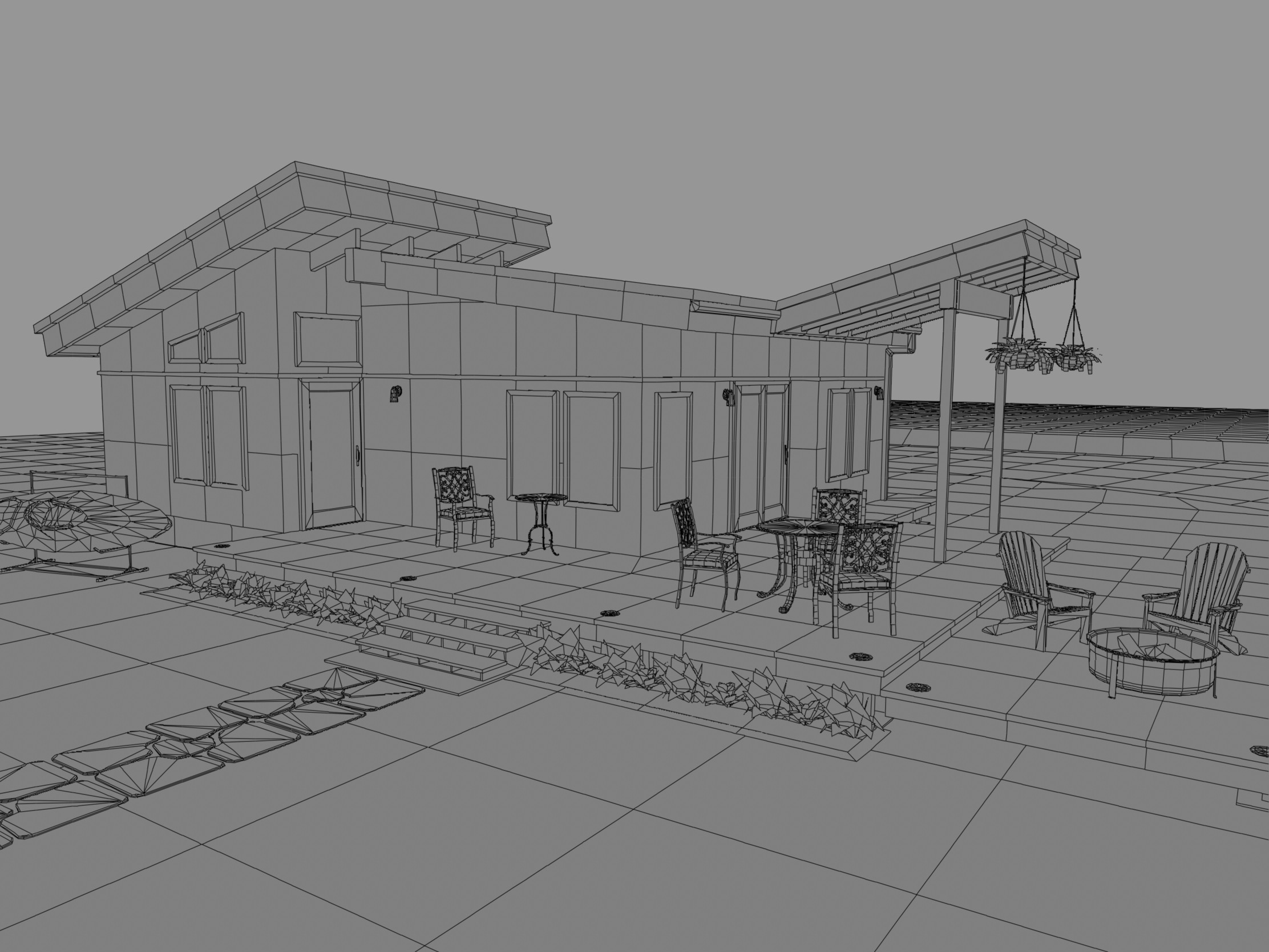 Exterior Riverfront House Version 1 / Maya