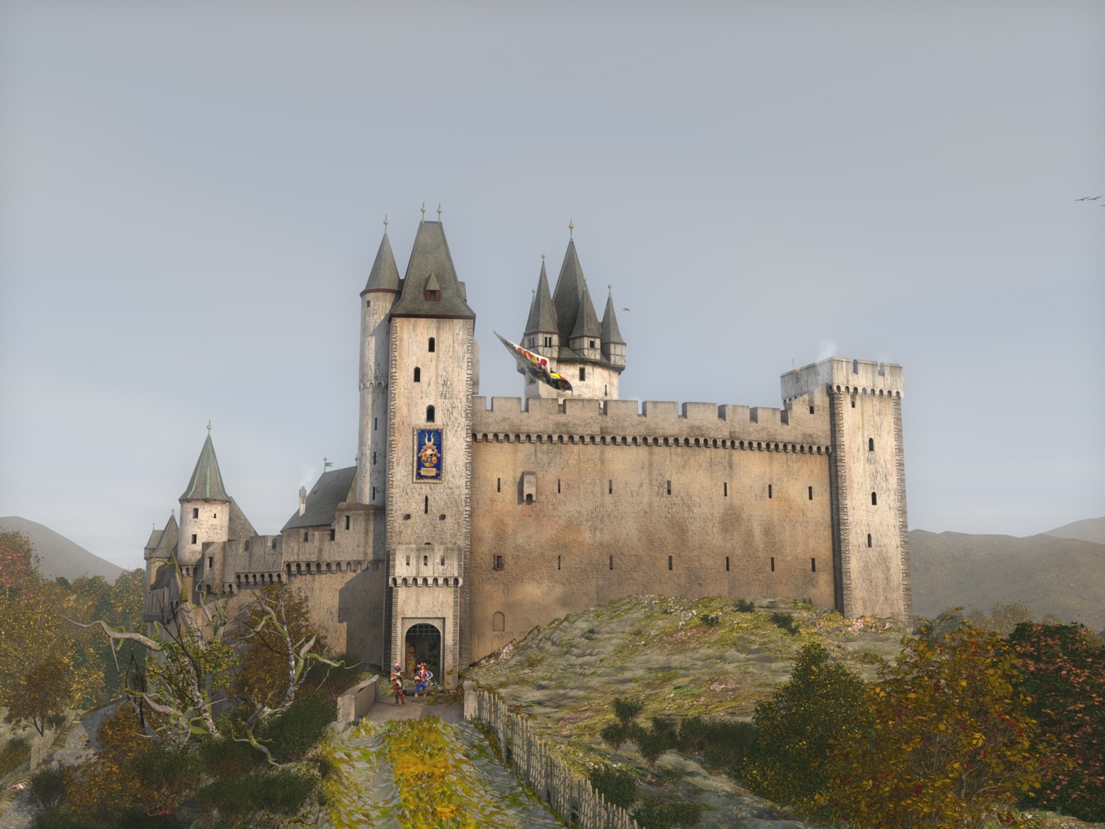 Rendering of Hohnstein Castle in the Taunus region as it looked in the middle of the 15th century. Outside shield wall.