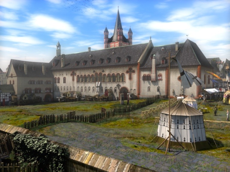 3D reconstruction of the Bishop Palace of the Archbishops of Cologne around 1200.