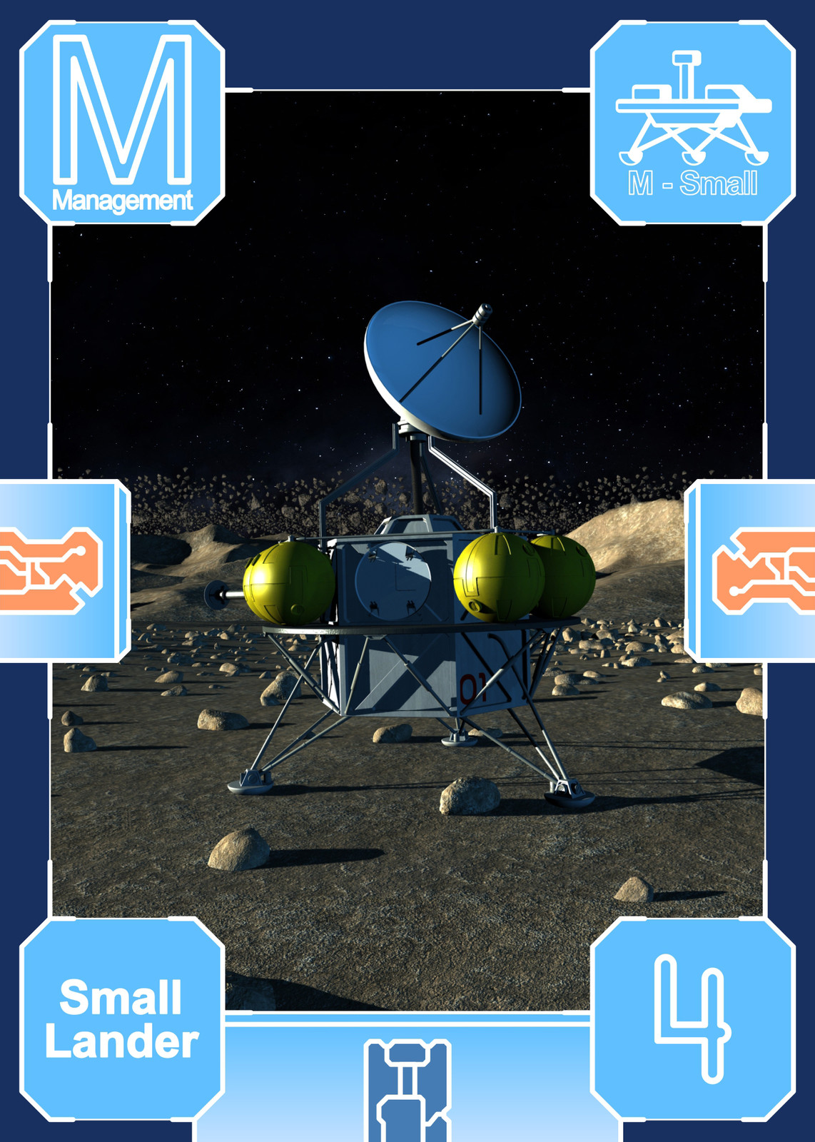 Small Lander playing card complete (illustration + graphic design).