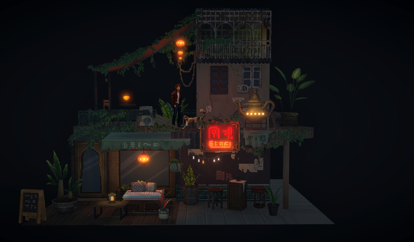 Artstation Oriental Coffee Shop Pixel Art 3d Sarah Duhterian