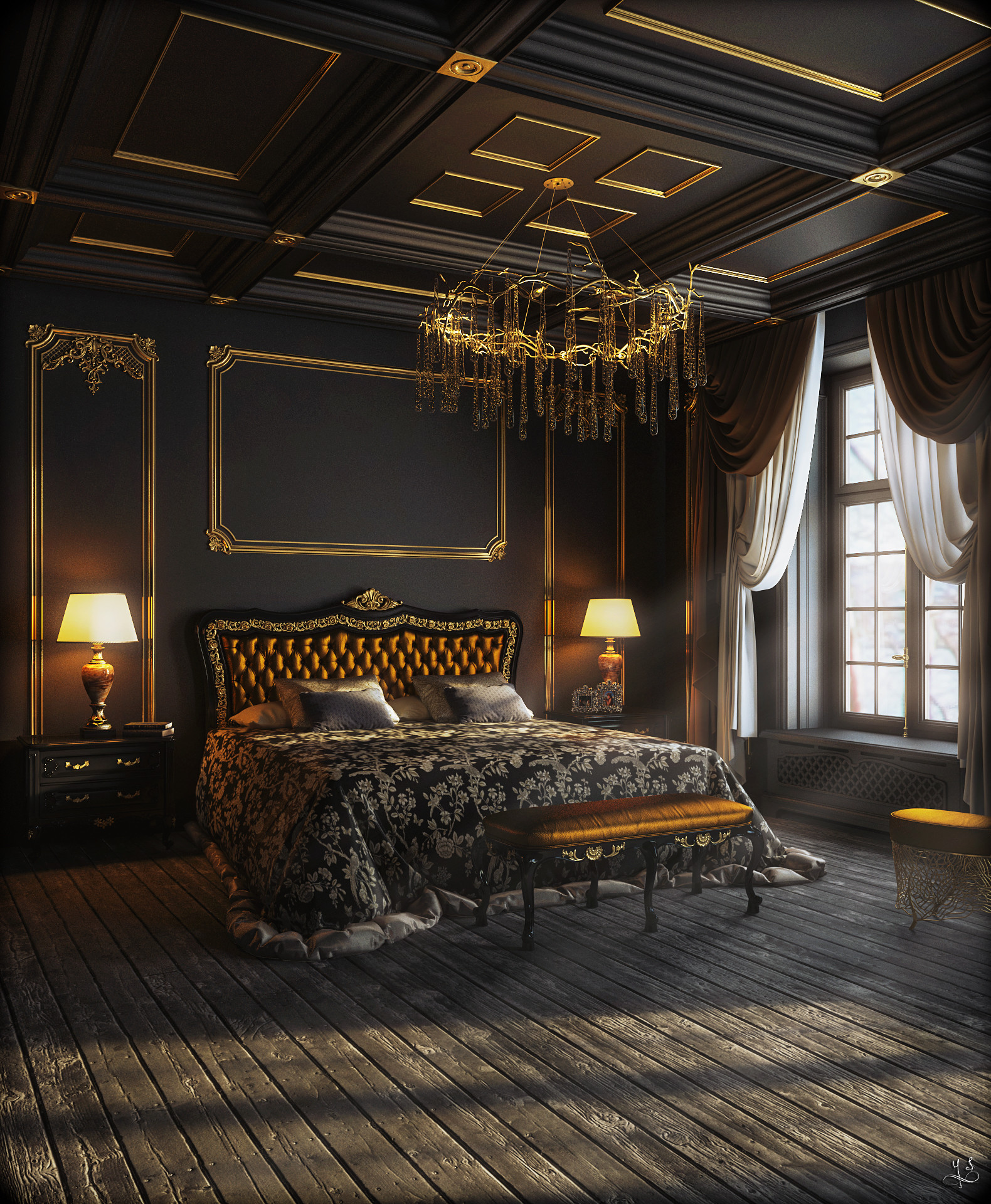 Royal cheap black bedroom