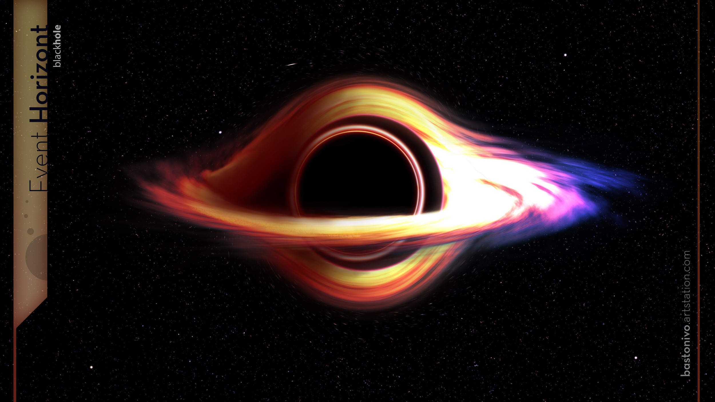 Black hole background illustration. It has got an accretion disk.