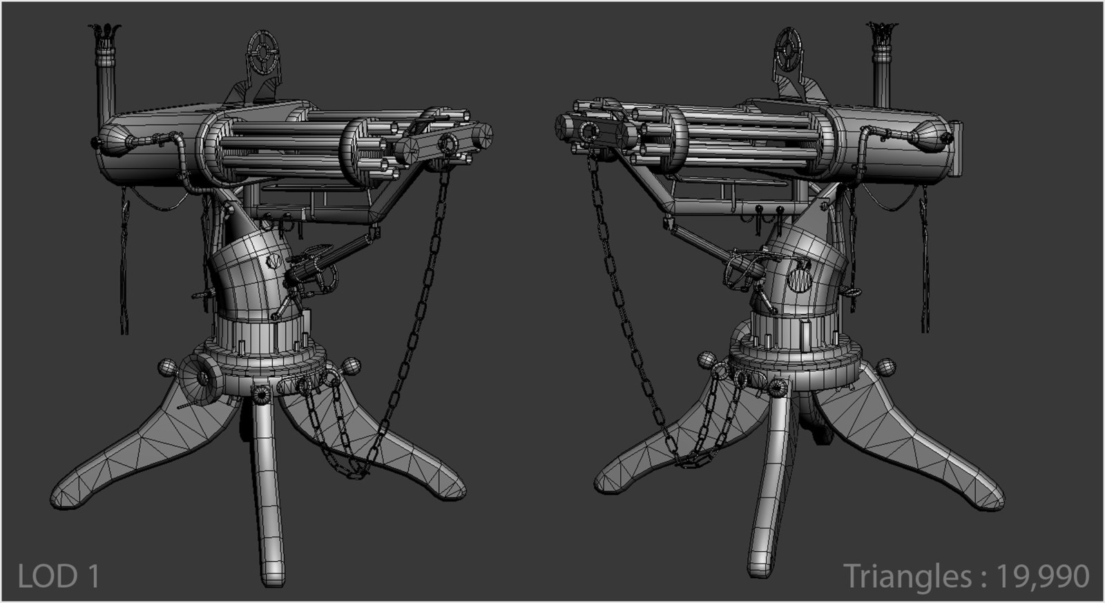 Eudy's Media Arts Draylon Polk SteamPunk Gatling Gun Turret