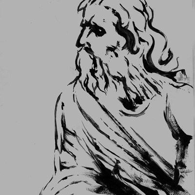 Old man in ink