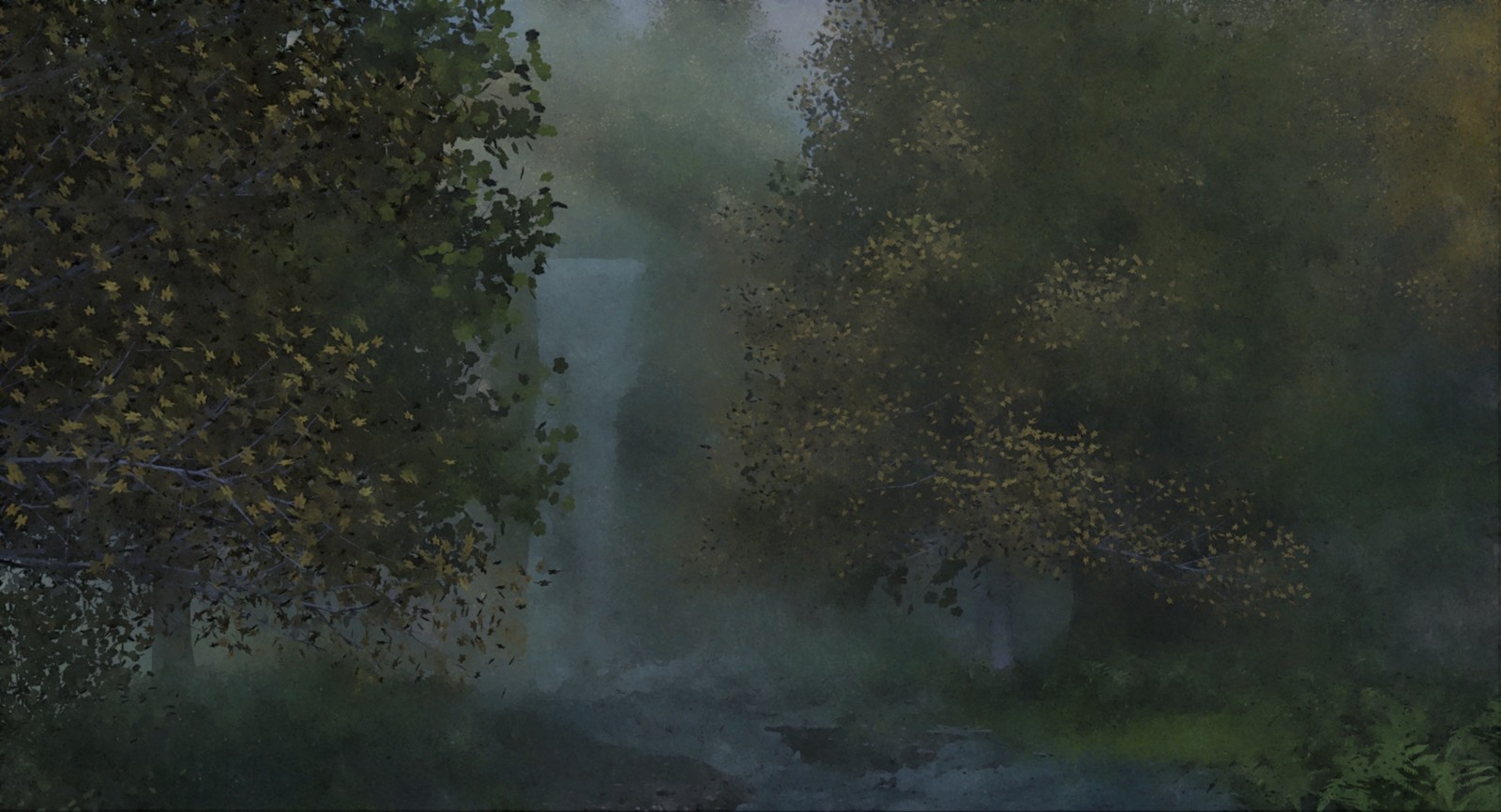 Waterfall in a forest (watercolour version)