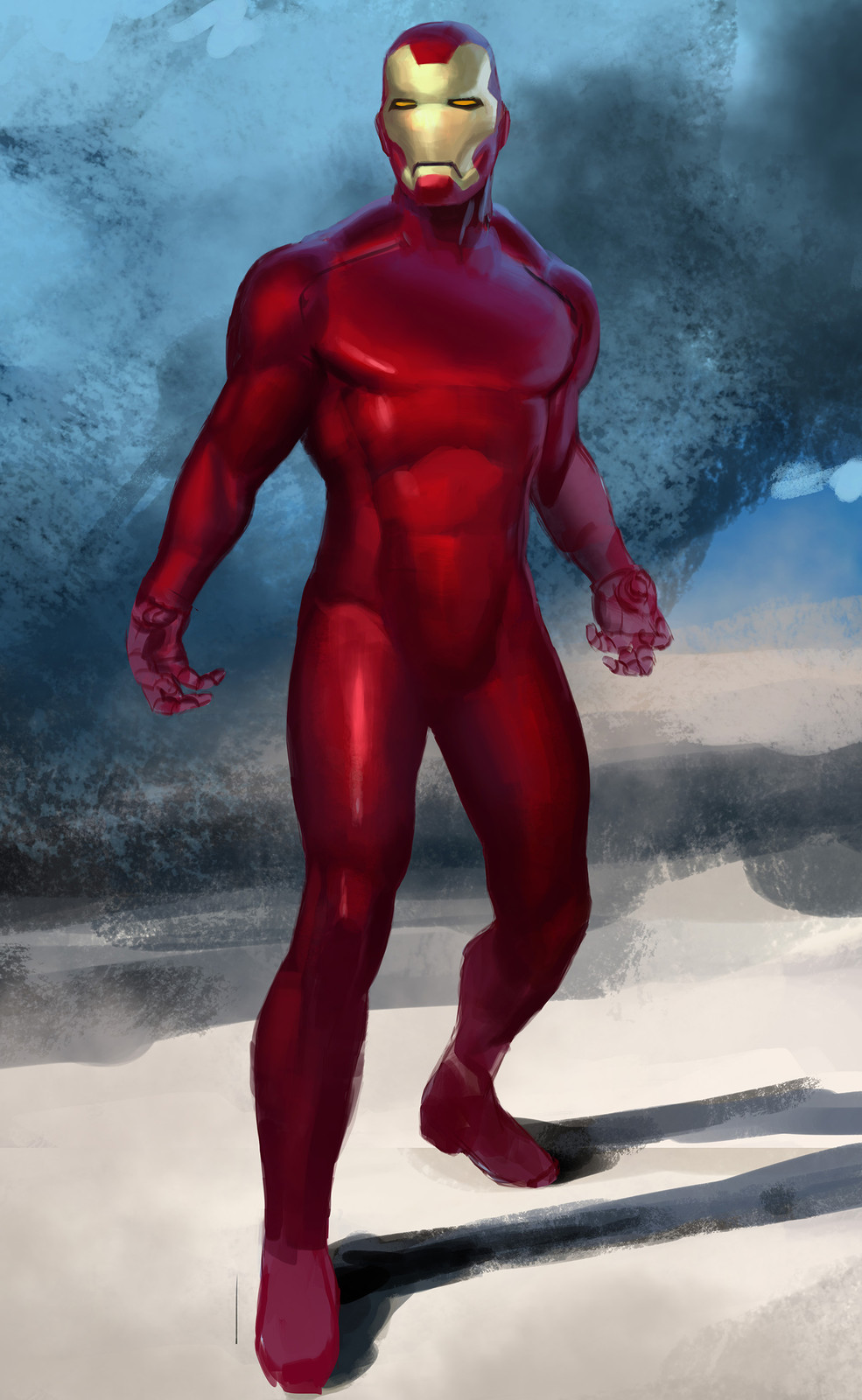 First step. Establishing a pose, proportions, color palette and blocking out the body form. 