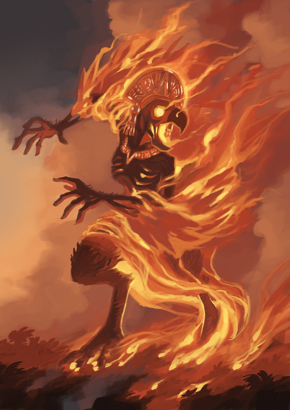 Ahau-Kin, one of the 12 Mayan Gods and Goddesses illustrated for Mezo. 