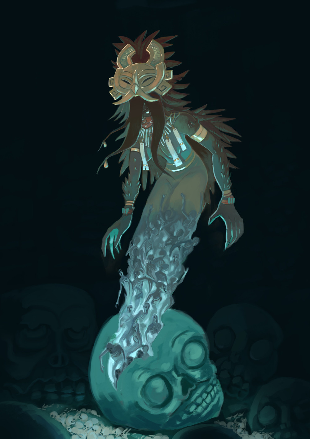 Au-Puch, one of the Mayan Death Gods illustrated for Mezo. 