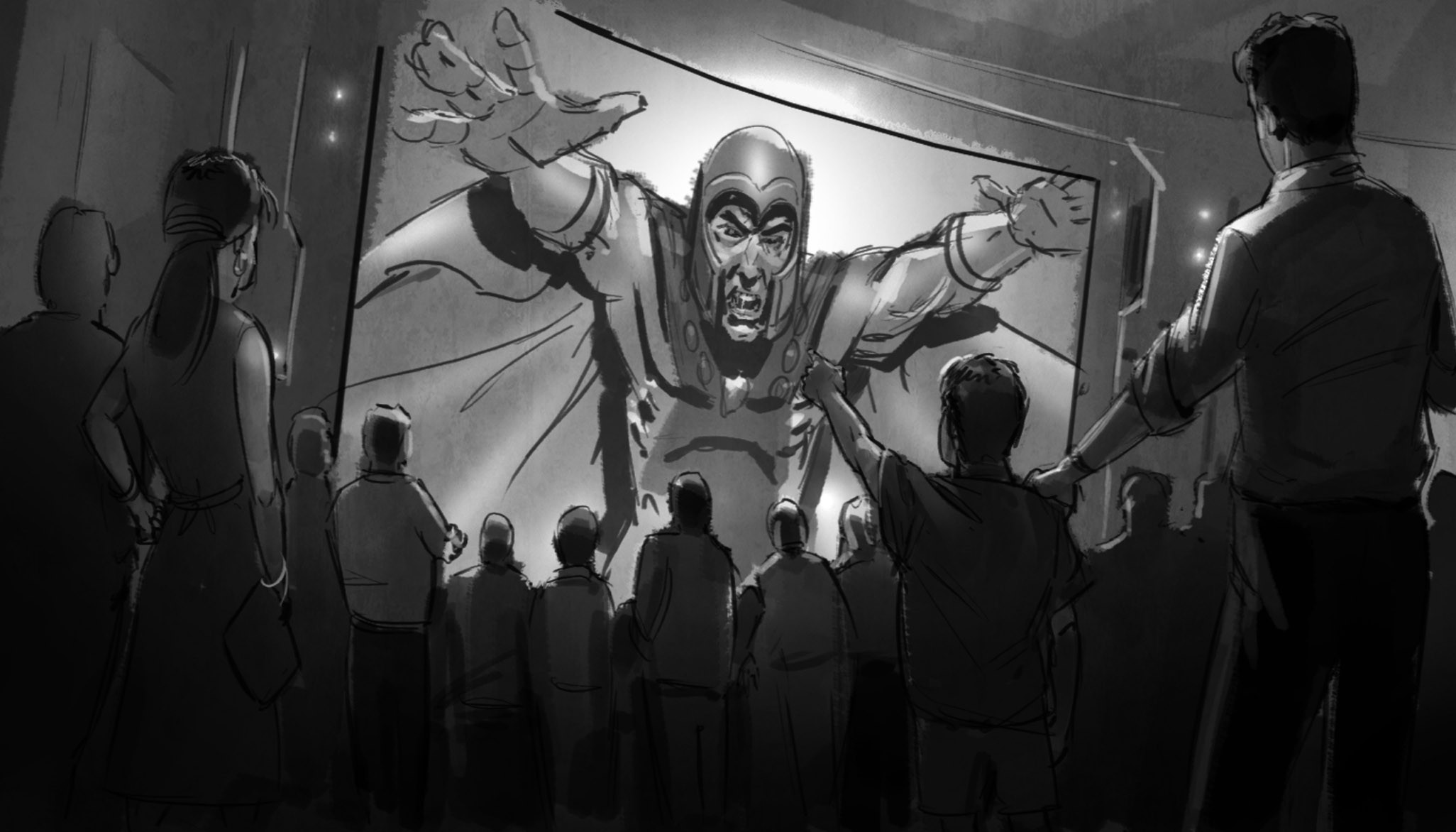 ...which is interrupted by Magneto taking over the feed and thanking Dr. X for gathering the latest batch of recruits for his cause.