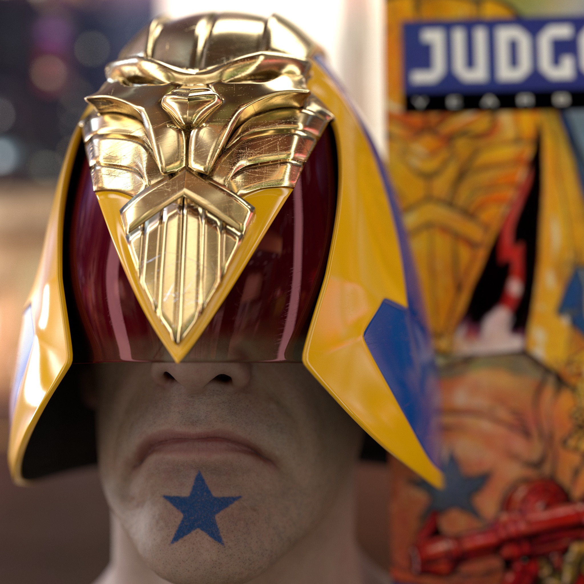 Brit-Cit Judge Helmet
based on a design by Brendan McCarthy
(Head sculpt by Ten24)