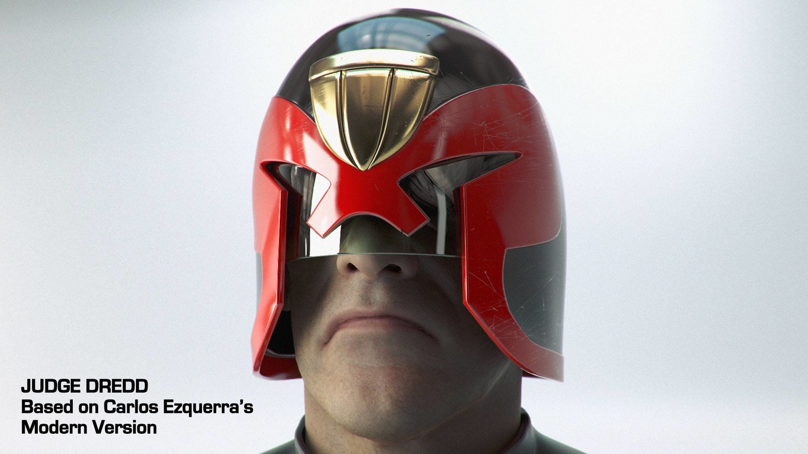 Modern Dredd helmet
based on a design by Carlos Ezquerra
(Head sculpt by Ten24)
