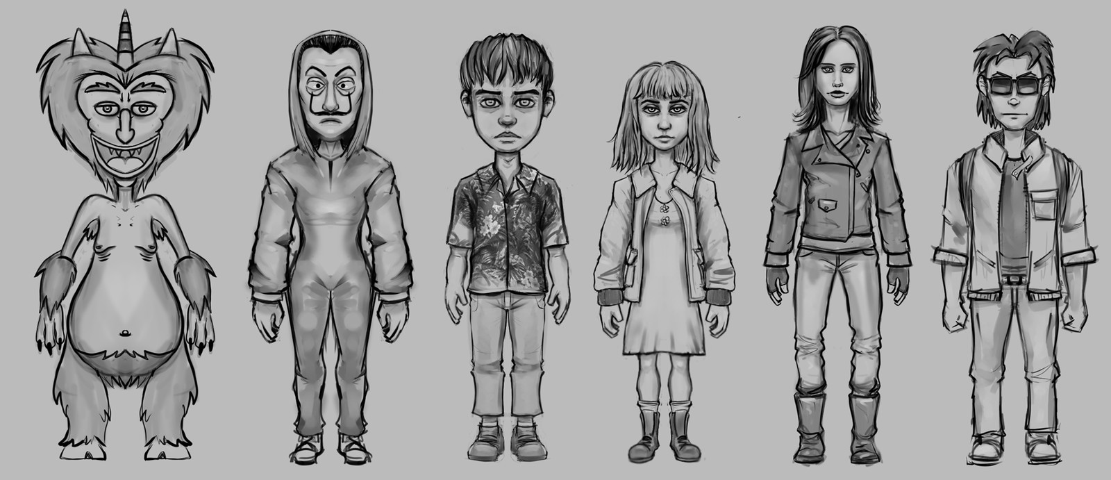 Sketches done before modeling and sculpting.