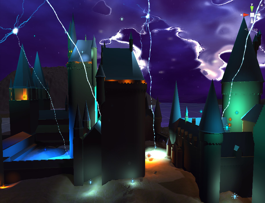 View inside the shield, with the spells being cast and some lighting.