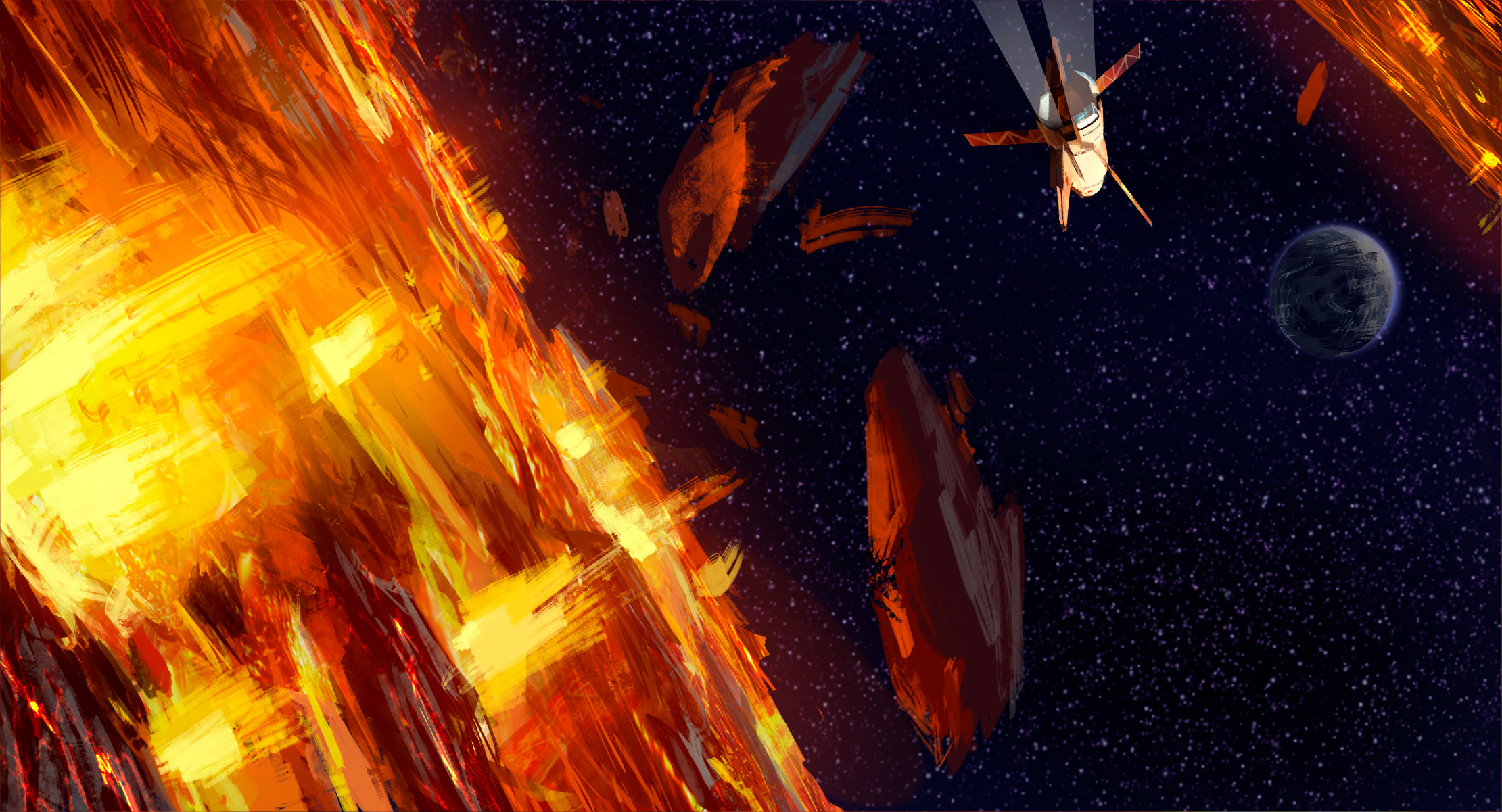 --until the massive pull of gravity draws them back together again. The door is closing fast, and the colossal masses threaten to crush us --