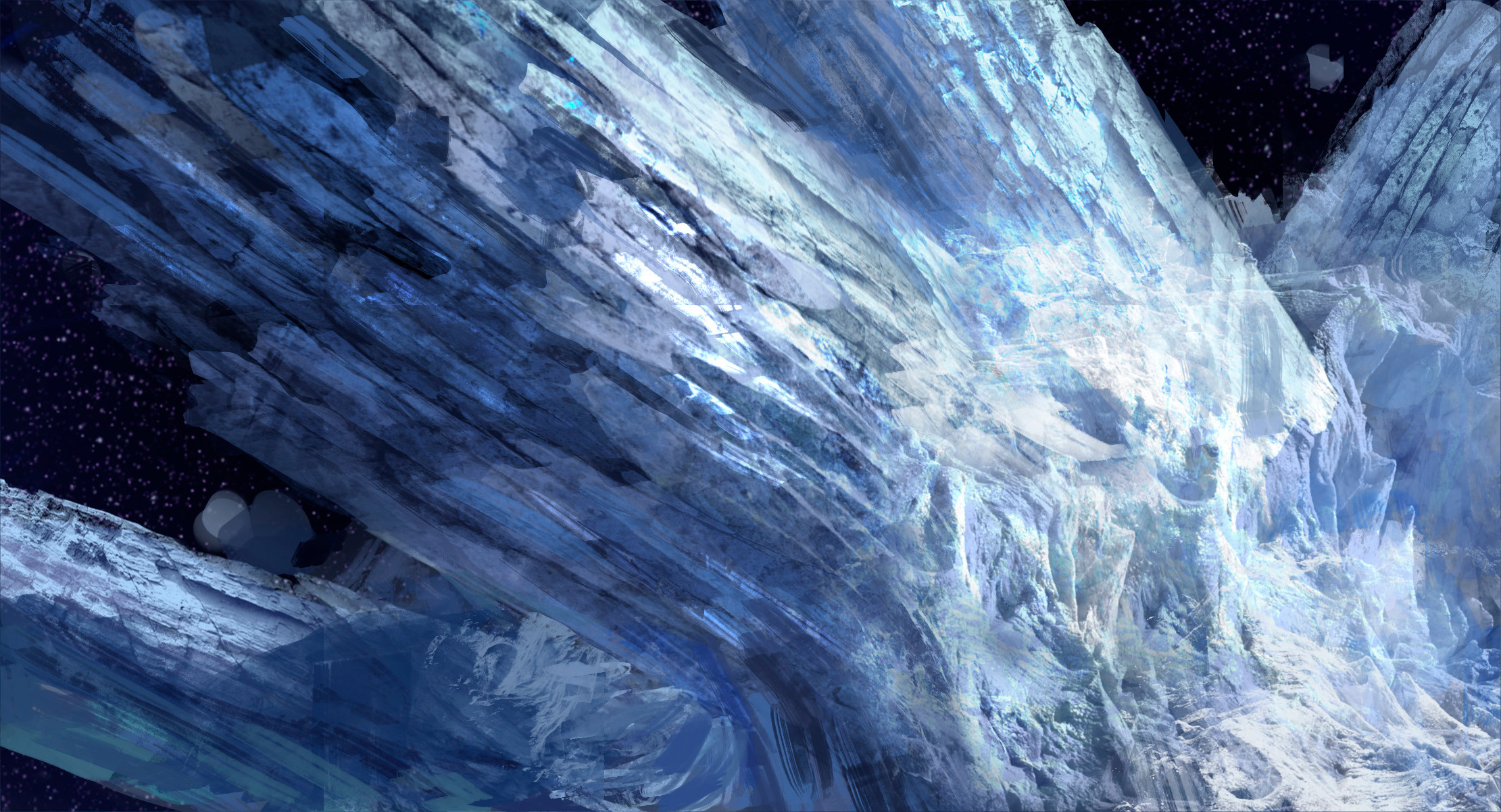 --but not fast enough! The spinning ice and rock still bears down on us, its dumbbell-shape sweeping closer with every tumble. Captain times it-- launches us straight toward the comet, following the tumbling form into the tail but—