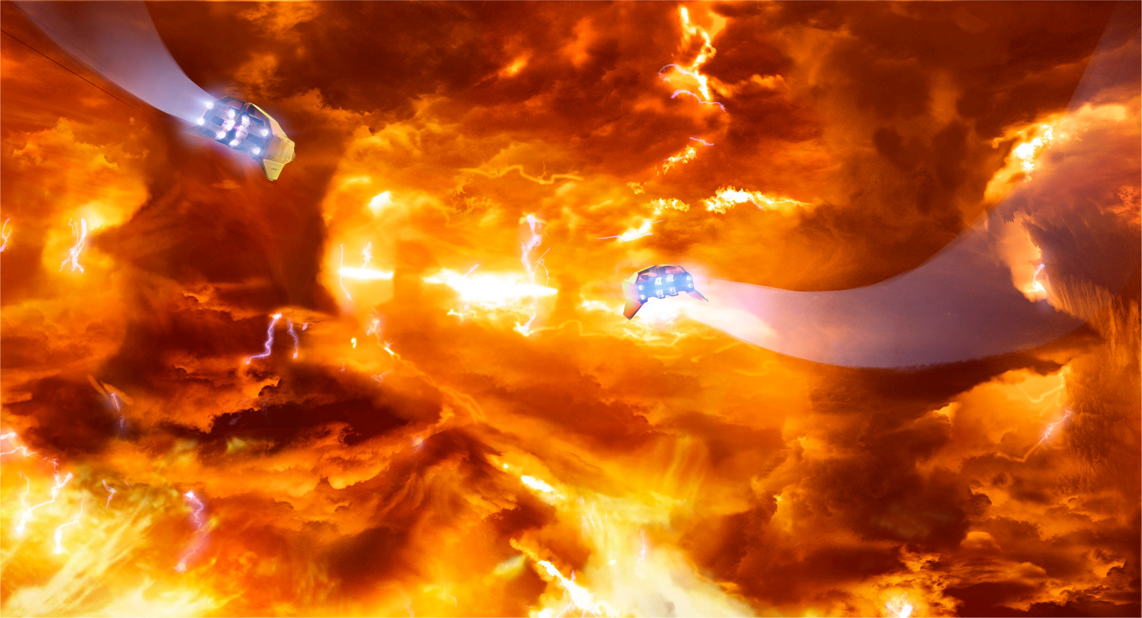 --formed from boiling clouds of flame above and a molten sea of liquid fire below. 