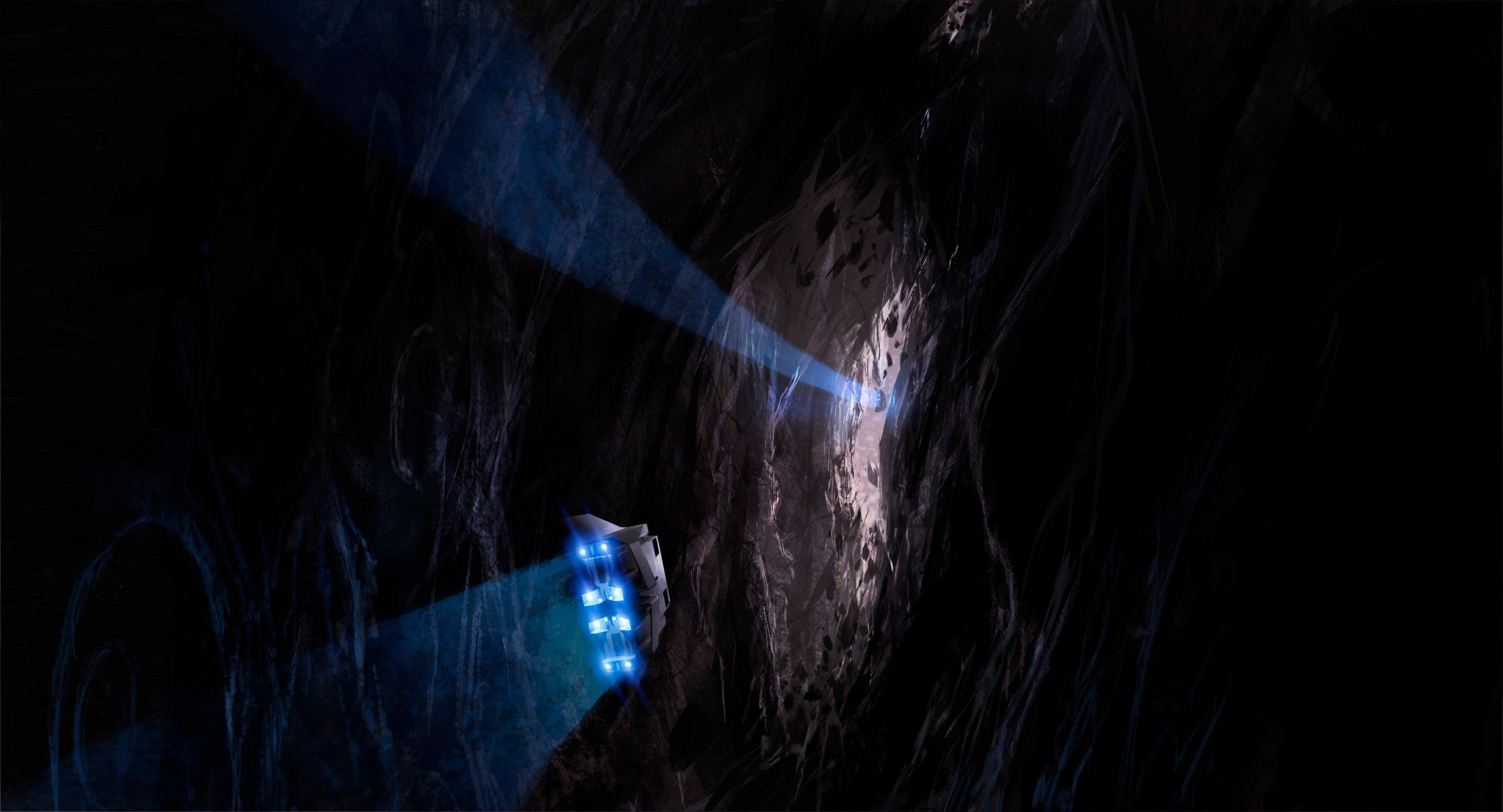 Just ahead we see a narrowing sliver of stars! Our sister ship makes it through and we gun it to make the closing exit--