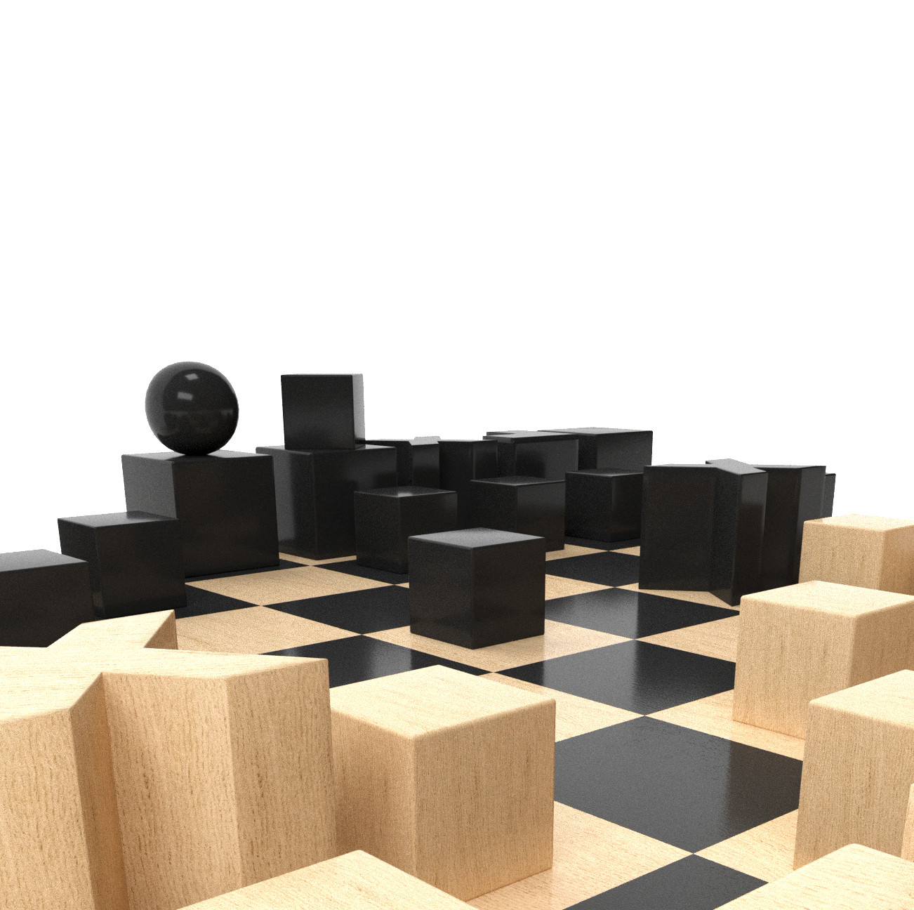 Aleksandr Khannanov Bauhaus Chess Set By Josef Hartwig Pear wood, natural and stained black. bauhaus chess set by josef hartwig