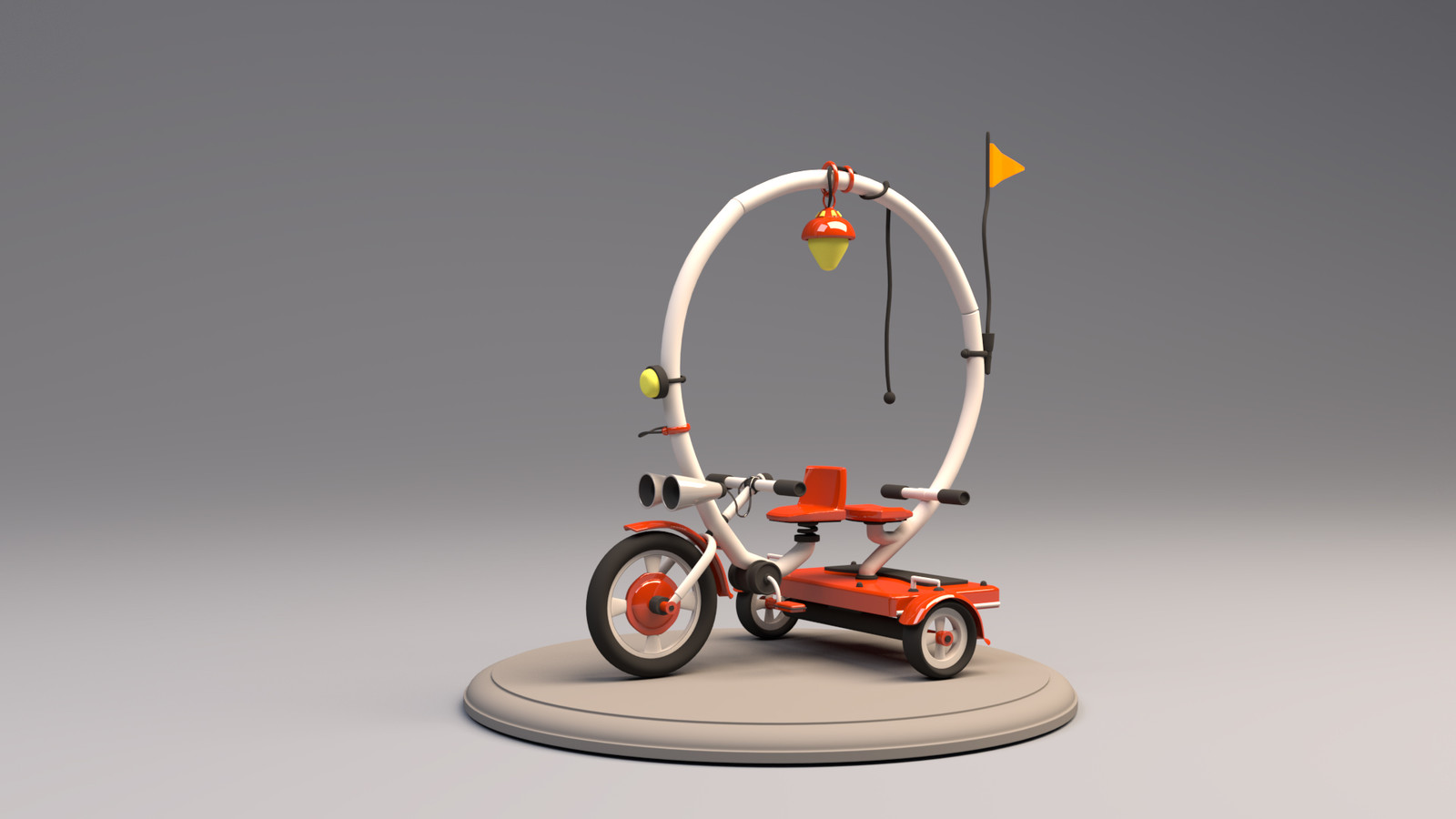 Double seated bike, 3D model, front left