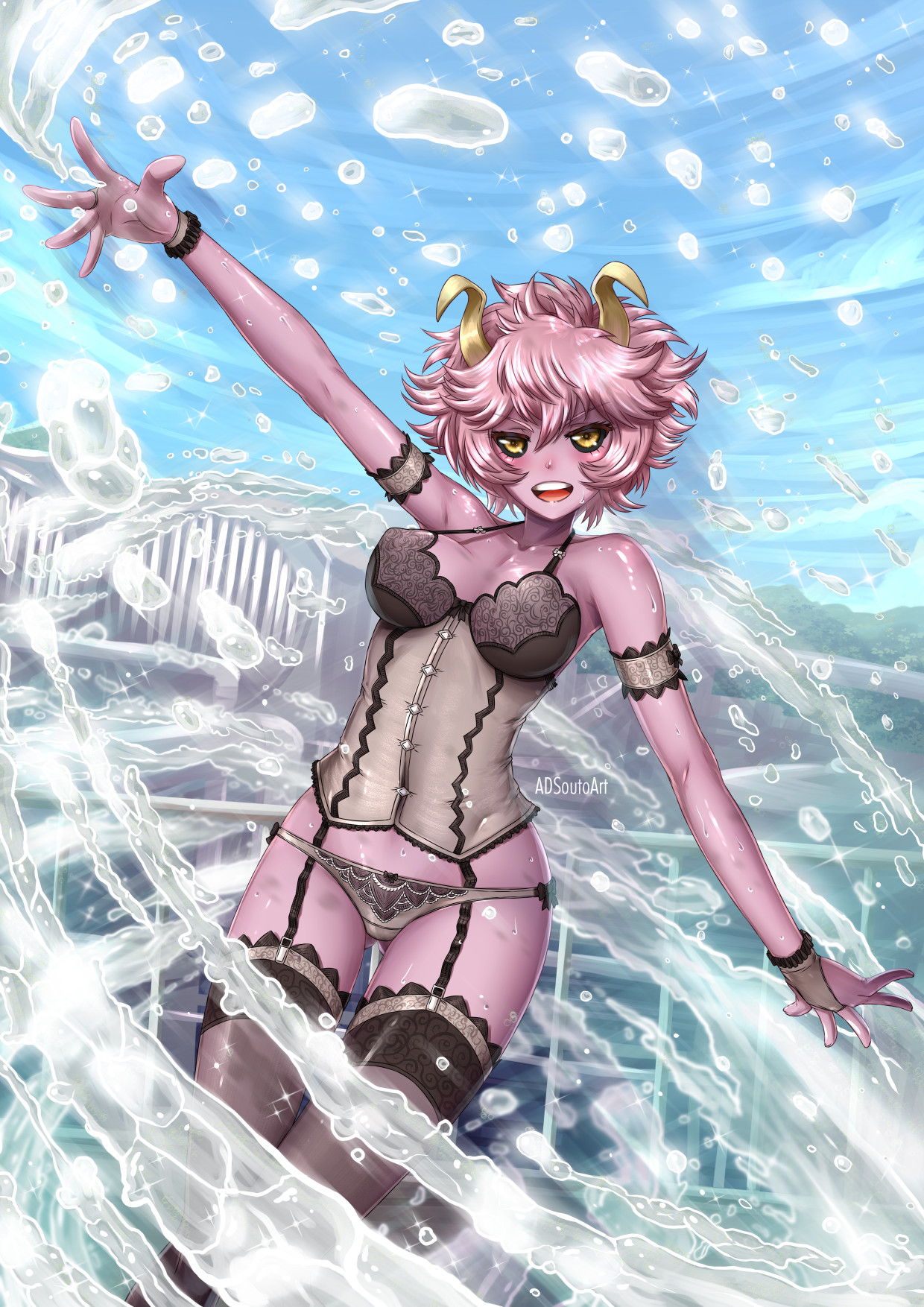 Artstation Mha Mina Ashido Pinky Alien Queen Alexander Souto