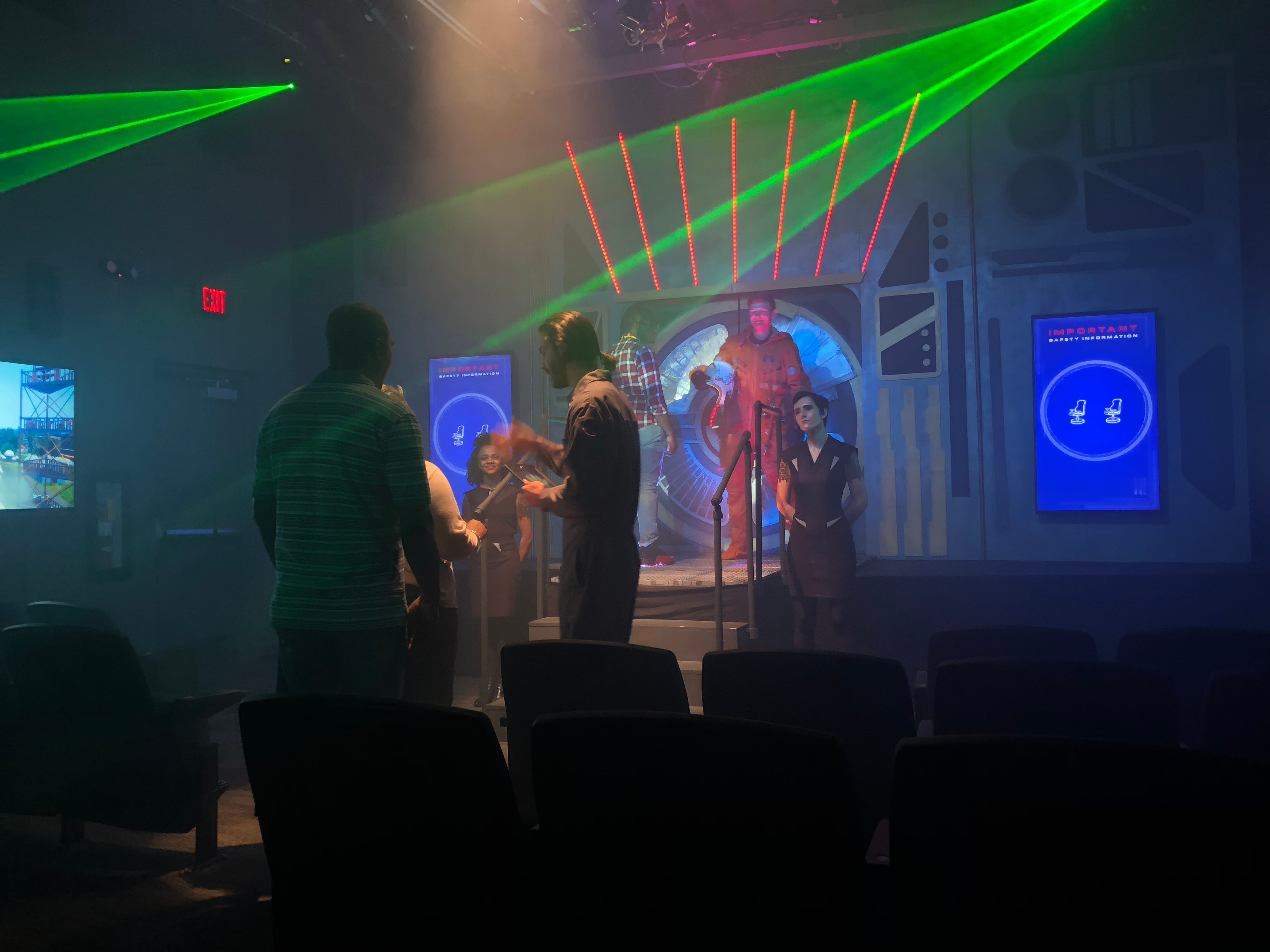 The production design team created the stage and platform of the space station.