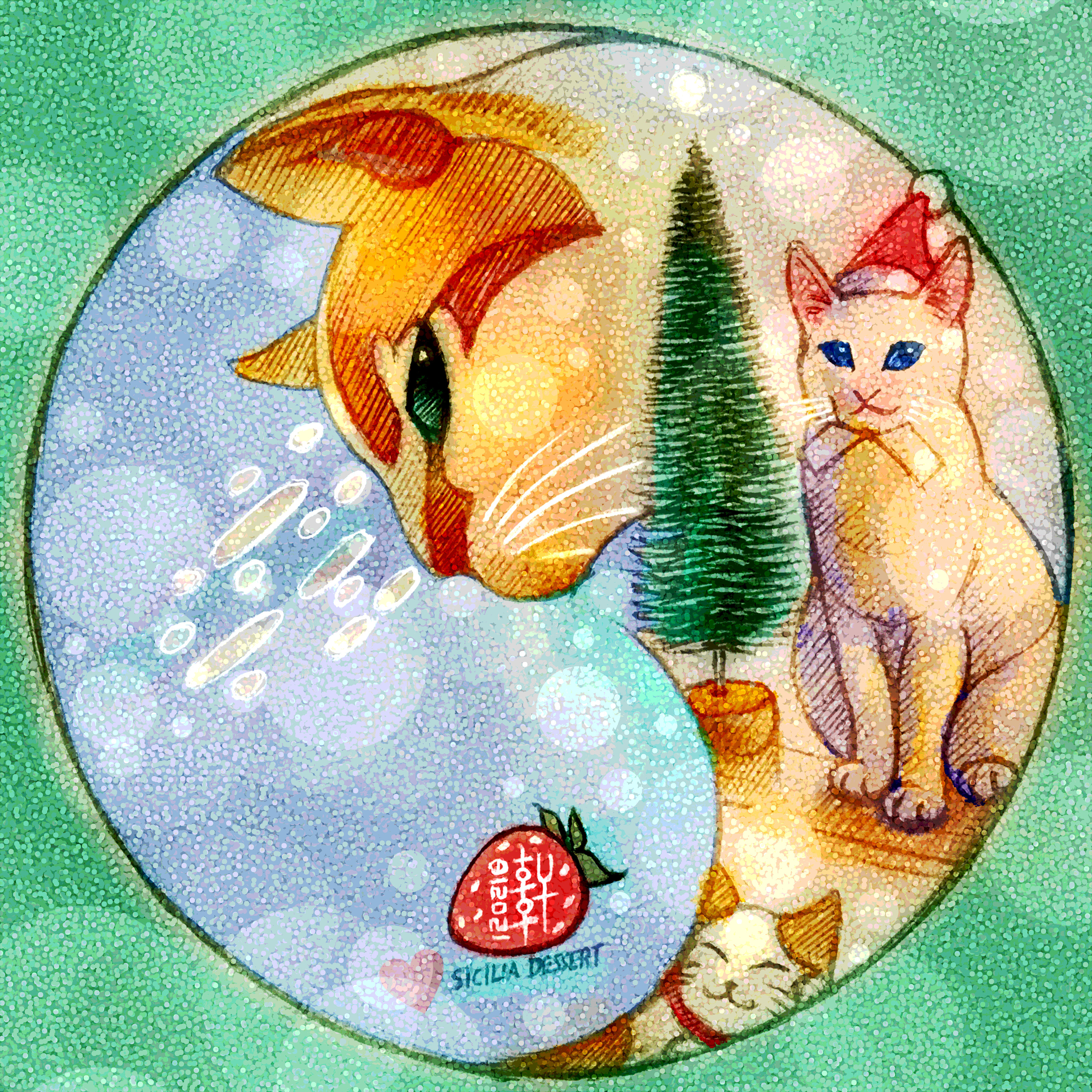 Day 12-02-18 - Christmas Cats and Strawberry Cake