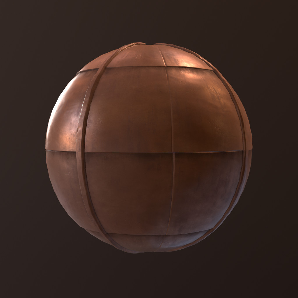 Same material on a sphere.  Rendered with displacement in Marmoset.