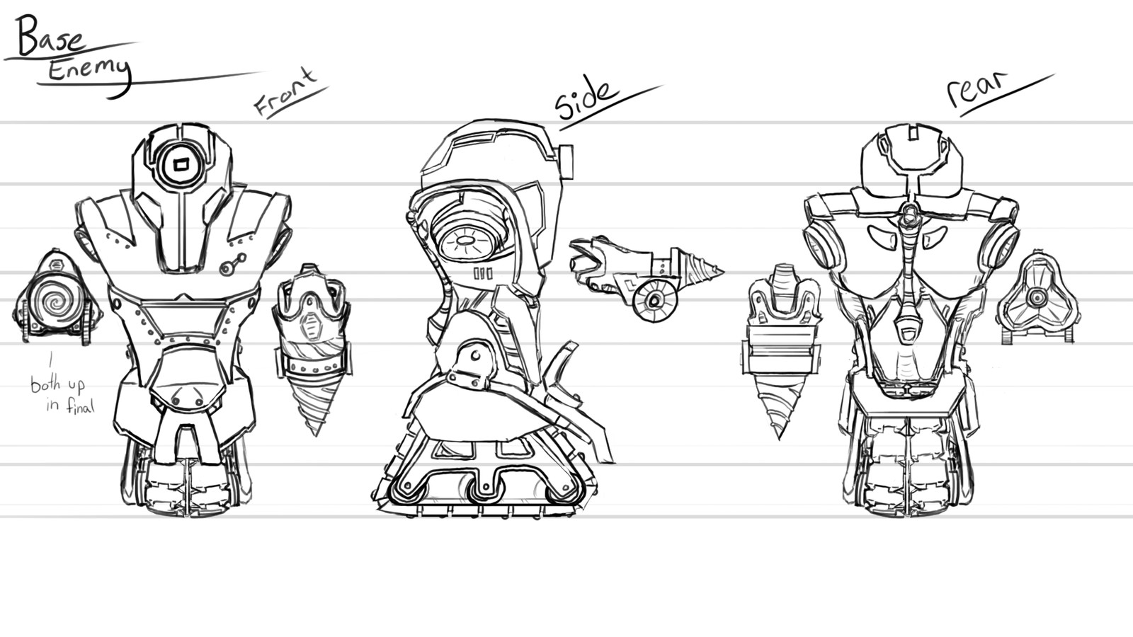 Base Enemy Turnaround Sheet - Regular enemy, can only attack the central mainframe.