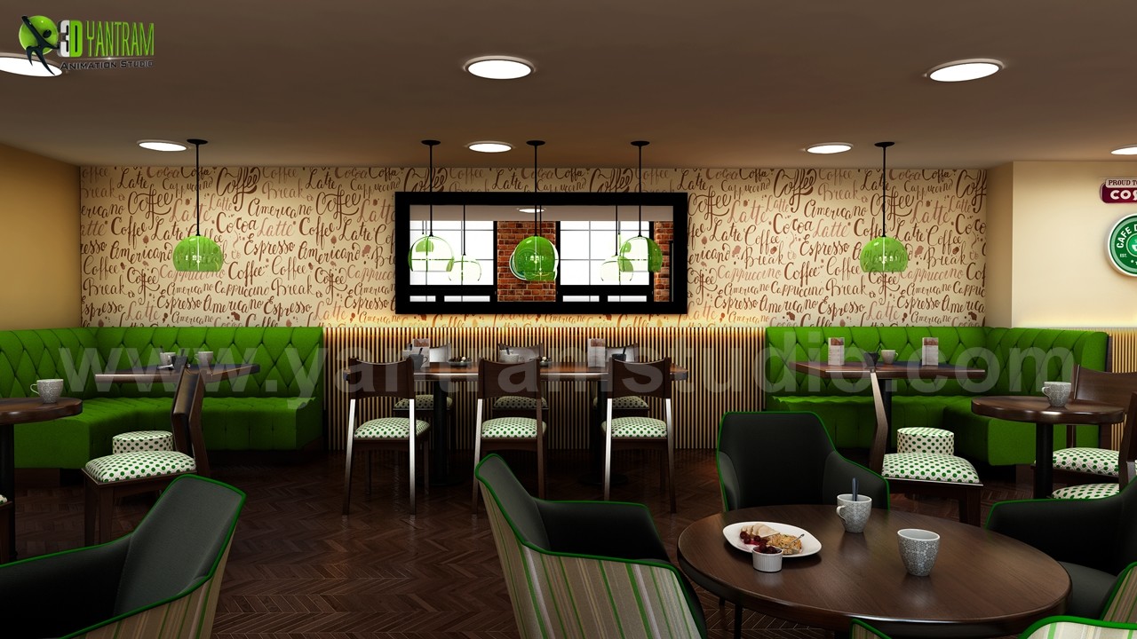 artstation 3d interior modern cafe