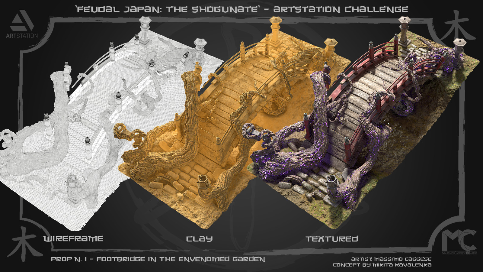 Wireframe | Clay | Textured display (Marmoset Toolbag 3).