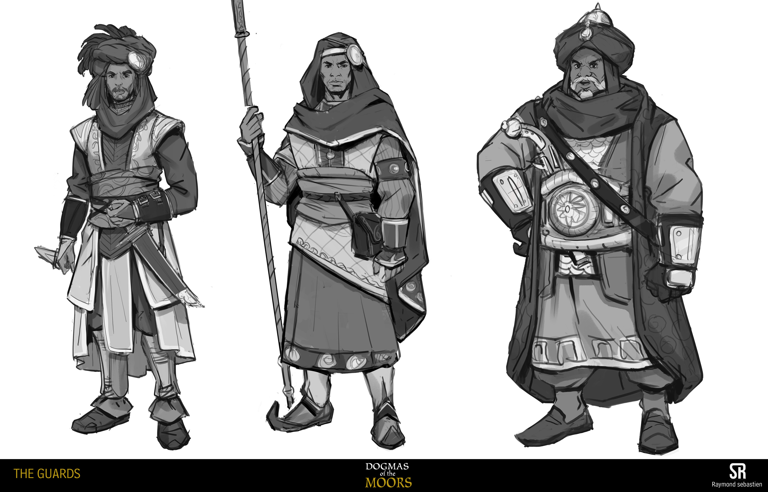 initial quick sketches for the guards