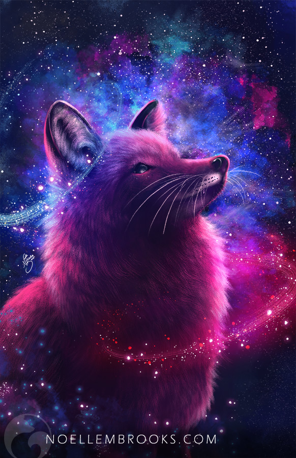 Космос арт и животных лис
