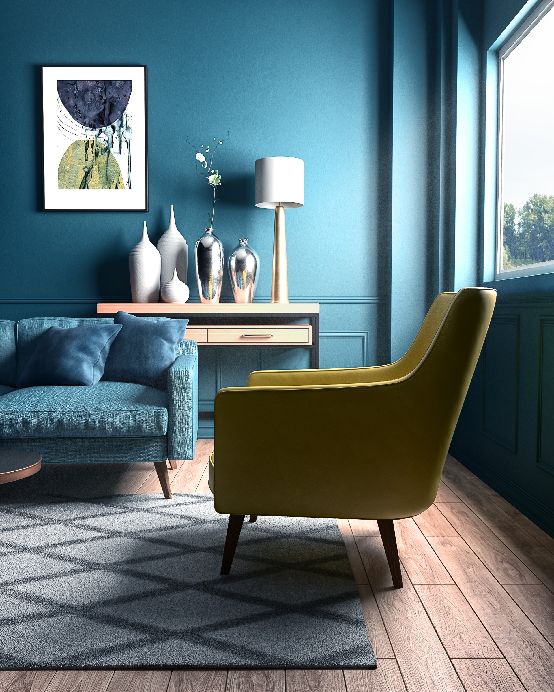Artstation Day Night Modern Living Room Lisa Jorgensen