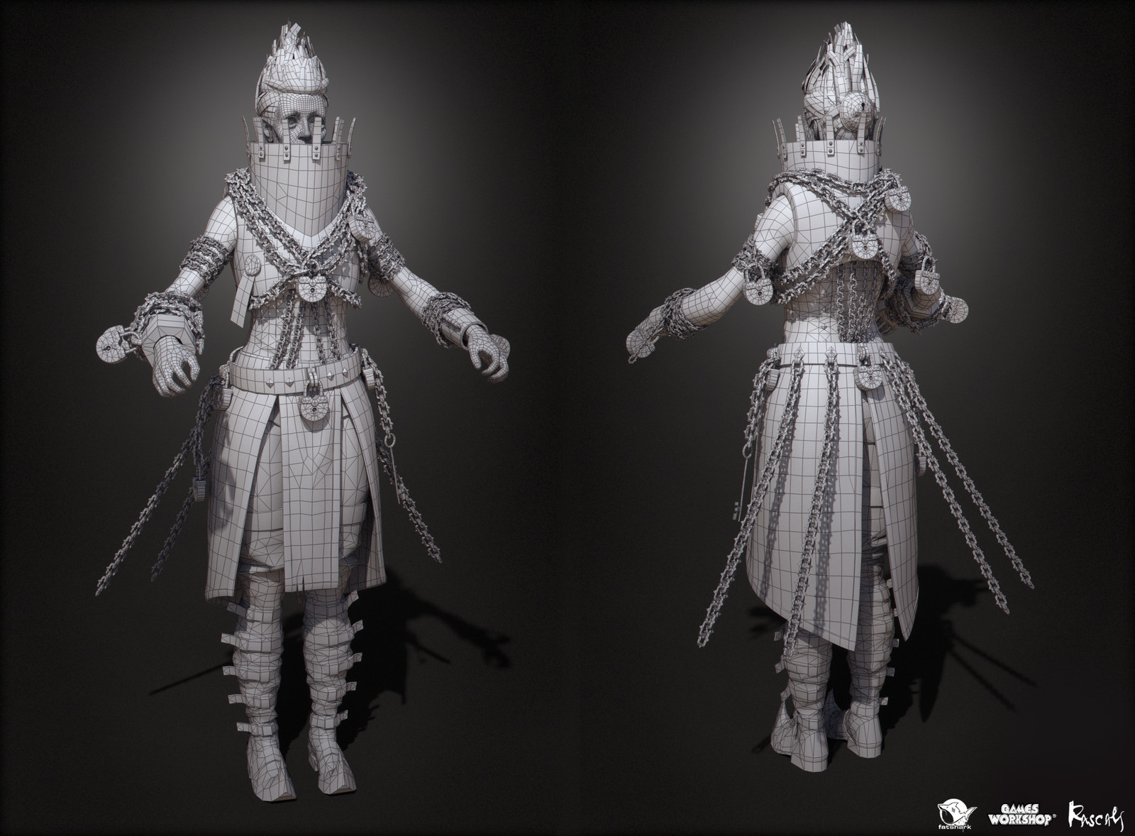 Vermintide II's character variants average at 50K poly and  use 4K PBR textures. 