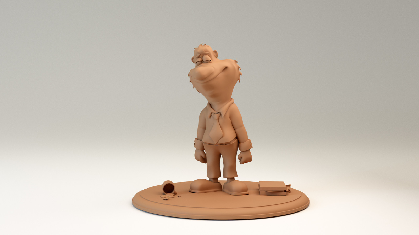 The Working Man, sculpey clay render, front