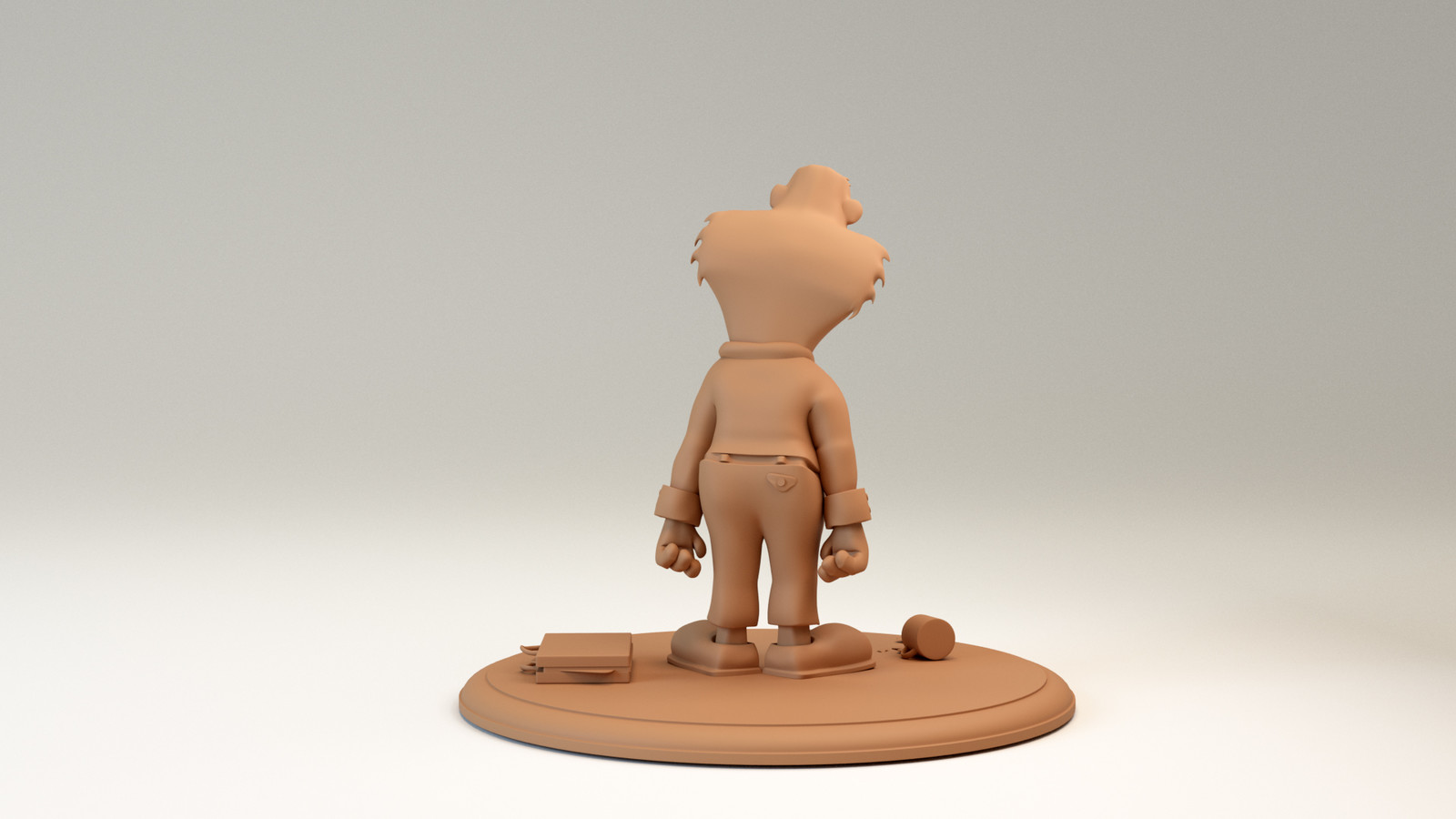 The Working Man, sculpey clay render, back
