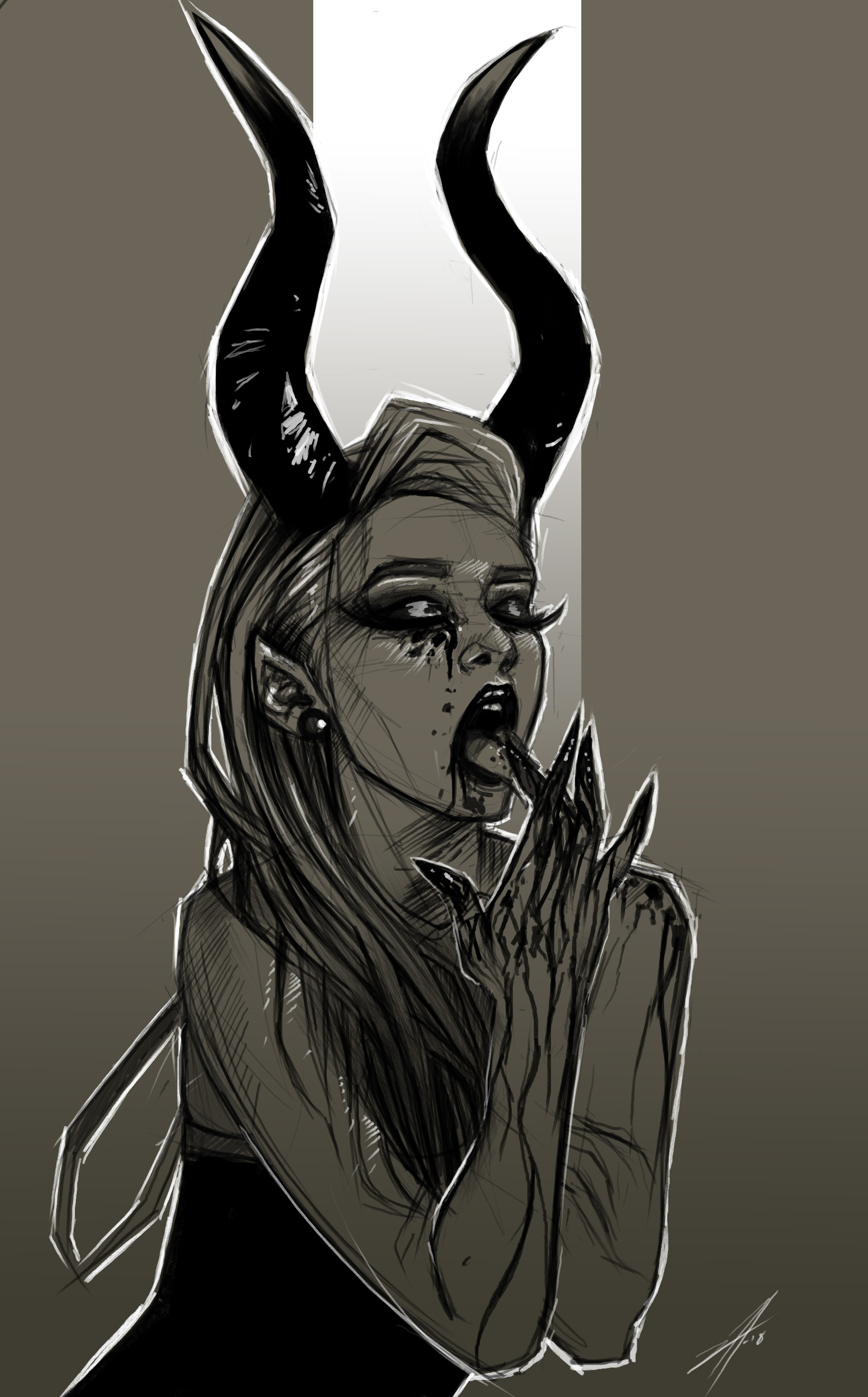 Nyctoinc Illustrations - Demon Girl *Sketch.