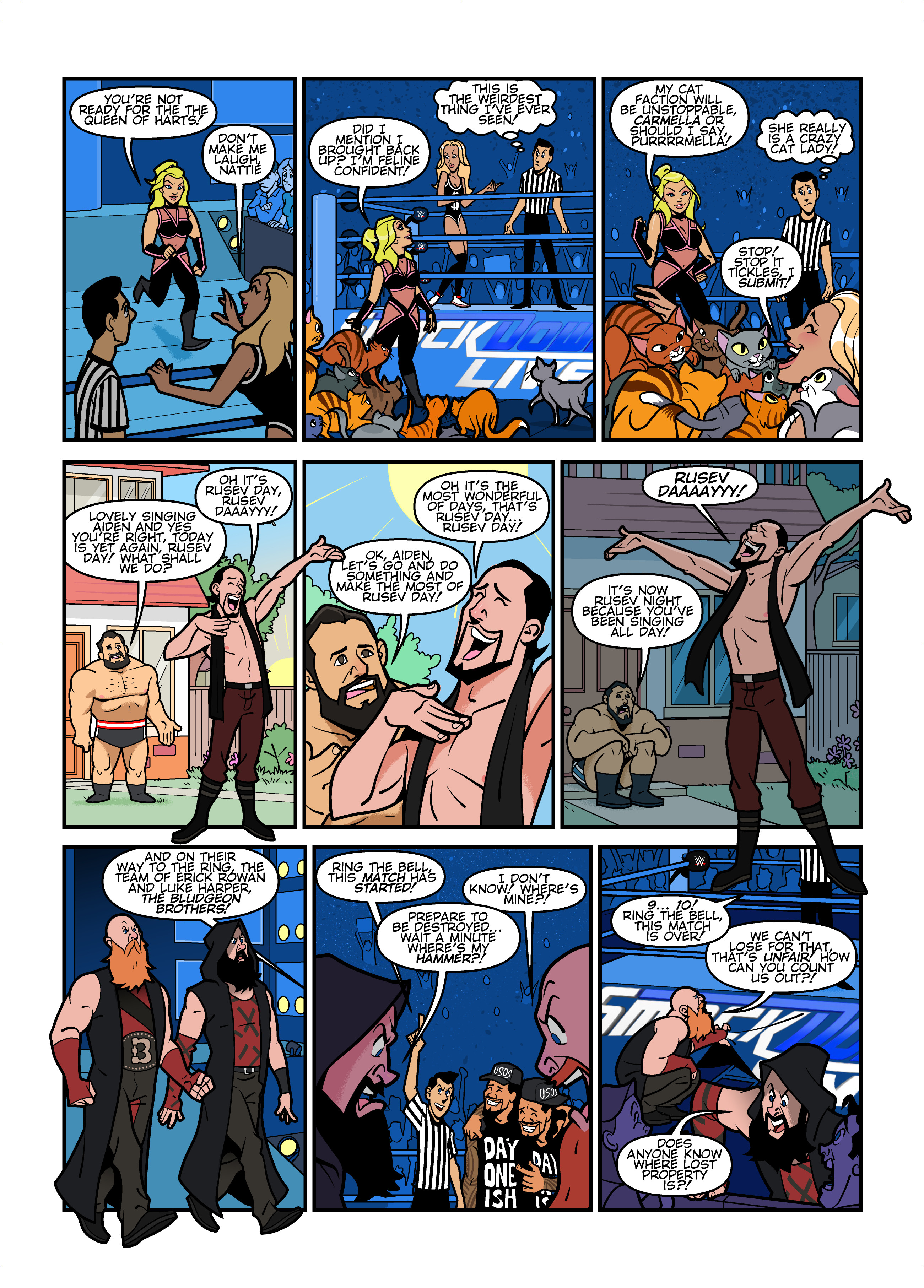 WWE Smackdown Live comic strips for WWE Kids Magazine #133