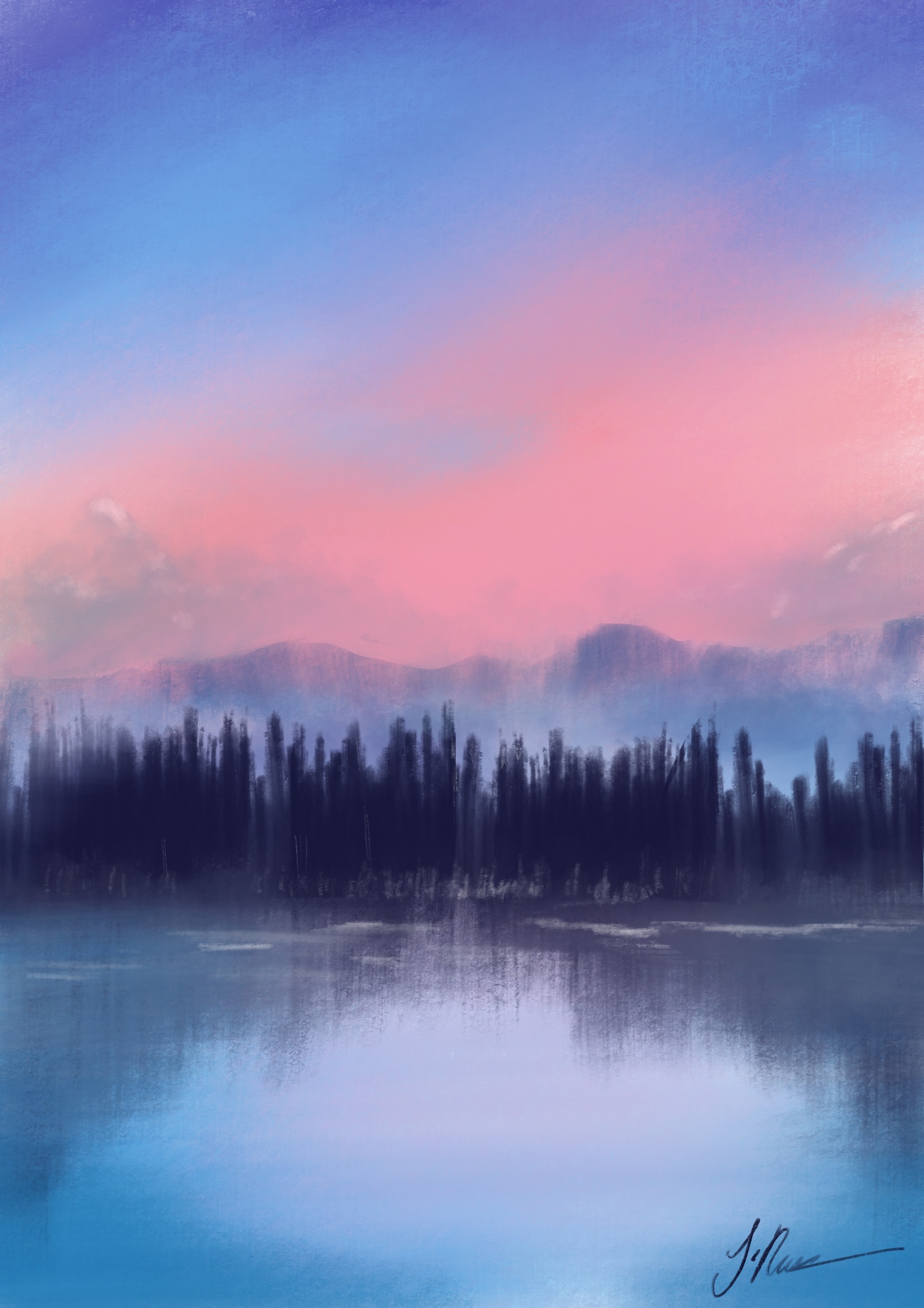 Artstation Bob Ross Inspired Digital Painting Jay River