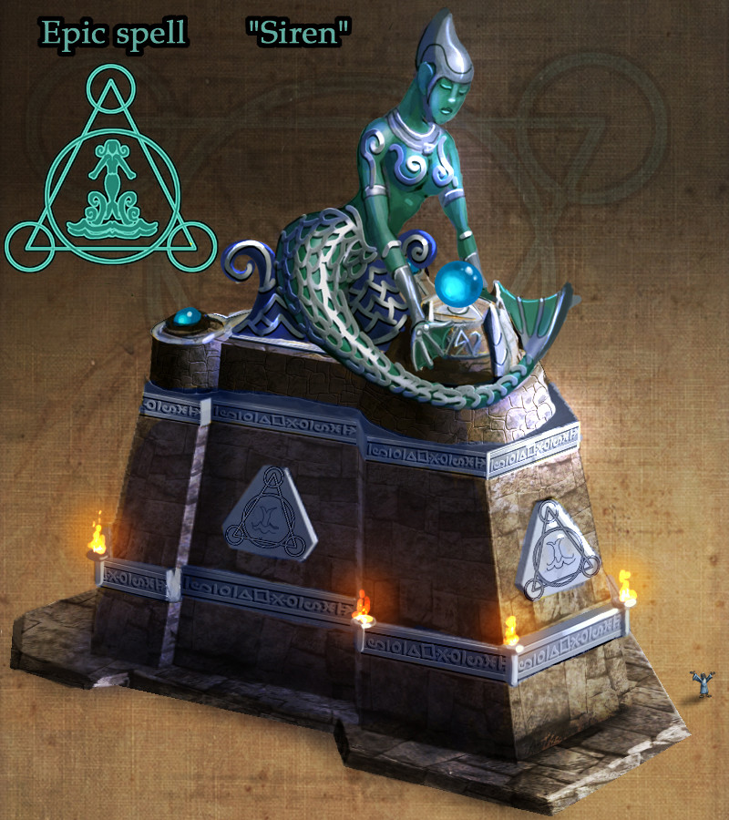 An early concept for the "Siren/Enchantment" spell tower.