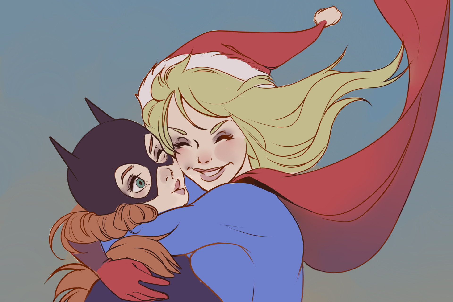 Batgirl and Supergirl Xmas.