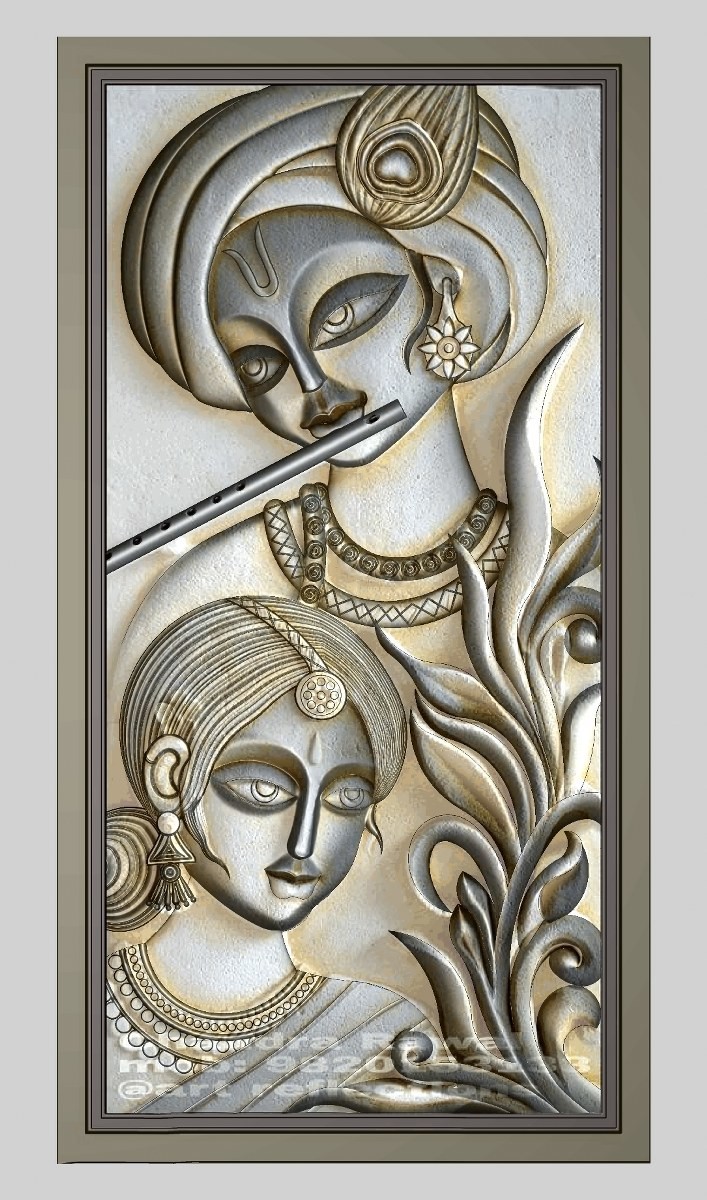 Artstation Radha Krishna Mural Artwork 3d Design Keshwa Art