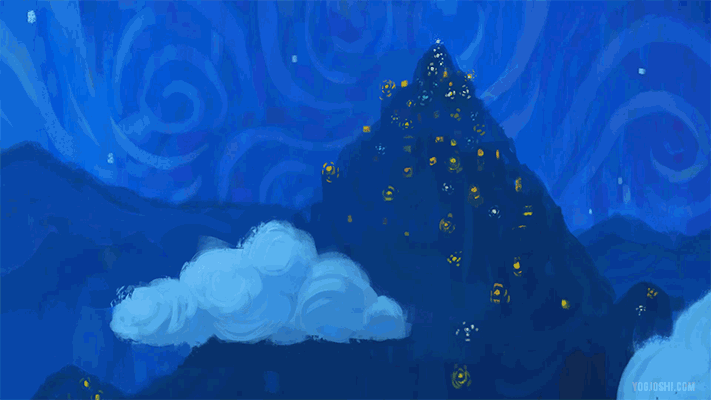 ArtStation - Cloudy Night (Animated Background)